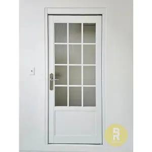 [바른도어]29번 싱글스윙중문 간살형 + 고시형 화이트 플루트강화유리
