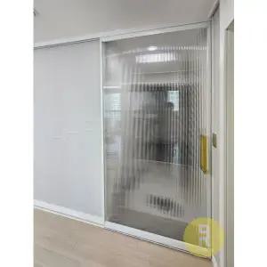 [바른도어]60번 원슬라이딩중문 오픈형 화이트 모루세로강화유리