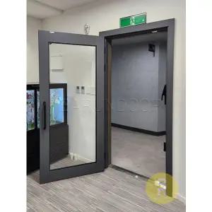 [바른도어]49번 90도 목문싱글여닫이중문 진그레이 투명강화유리