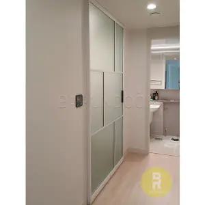 [바른도어]54번 원슬라이딩중문 유리분할형 화이트 샤틴투명강화유리