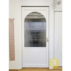 [바른도어]28번 싱글스윙중문 아치형 고시형 화이트 모루세로강화유리