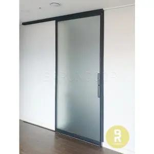 [바른도어]04번 원슬라이딩중문 블랙 샤틴투명강화유리