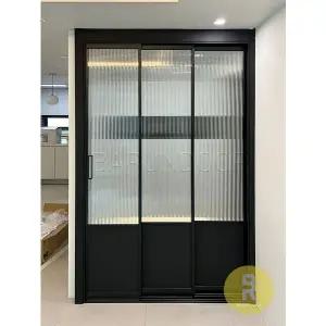 [바른도어]05번 초슬림3연동중문 고시형 블랙 모루세로강화유리a