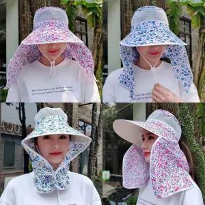 넥 커버 와이드 썬캡 모자 플라워 햇빛 가리개 농사/자외선/차단/여름/낚시/메쉬/챙/밀짚/작업/사파리/밭일