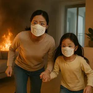 에스뷰119 화재 대피 진압 마스크 습식 방연 마스크 응급 구조 대피용 재난안전용품