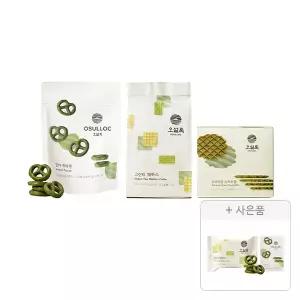 오설록 티푸드 3종(프레첼+그린티웨하스+와플)+증정(그린티웨하스 17g, 1개+말차프레첼 11g, 1개)