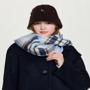 헤지스 여성 25FW 울 체크 리버시블 머플러 라이트블루 HSMU5D002B1