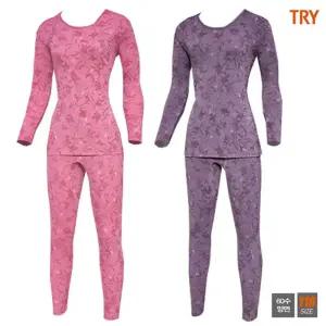 홈란쥬 트라이 여성 60수 부드러운 고급면 100% 엘레강스 9부 내복세트 J64