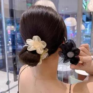 여성 오간자 둥근 집게핀 1P 올림머리 패션 헤어집게-WF06706