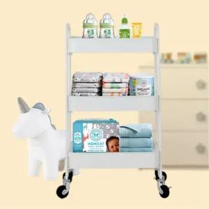 주방 무볼트 조립식 3단 철제 이동식 메쉬 선반 트롤리 그릇정리 부엌 양념통