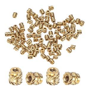 MMETRXITY 100팩 나사산 인서트 - M1 x 2mm L OD 황동 열 세트 너트, 3D 프린팅 부품/플라스틱 부품/미니어처 전자제품 여성용 계량 너클 너트