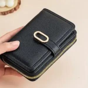 [다잇템] 여성용 자크 레더 버클 베이직 중지갑