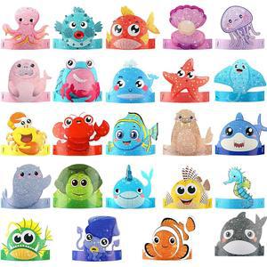 생일 파티 장식을 위한 틴레이드 48개 언더 더 씨 파티 모자 테마 머리띠 씨 애니멀 종이 왕관