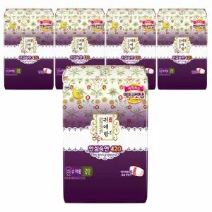 쏘피 귀애랑 저자극 흡수력 슈퍼롱 생리대 날개형 오버나이트 이상 20개입 5개