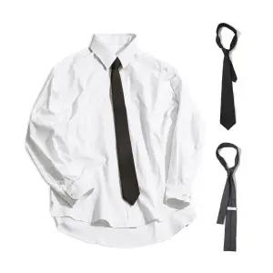 [12월 26일 배송] 세컨모놀로그 SECONDMONO (넥타이 SET)사이드 슬릿 오버핏 코튼 셔츠 [WHITE]_SESH008WHI