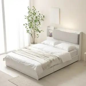 [창고대방출] 리브우드 리퍼상품 LED 헤드 랜덤발송 네오형 수납침대 SS/Q 프레임 (매트리스 선택)