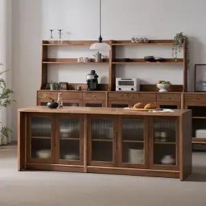 헤이즐 원목 모루유리 아일랜드 식탁 테이블 홈바 조리대 수납장 2050x600 GM514