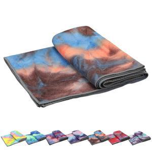 요가 타월, 논 슬립 핫 타월 스키드리스 와플 텍스처, 100% 흡수 무취 극세사 담요, 매트 24 x 72 표준 사이즈, 요가, 바이크람, 필라테스(블루 & 그레이)...1