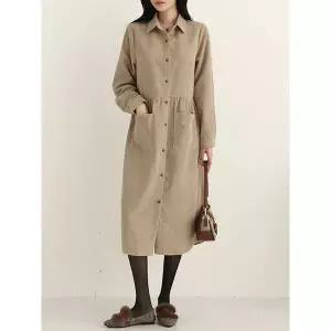 [시크루즈]루메 코듀로이 셔링 포켓 셔츠 원피스 BDOP106_P409076436
