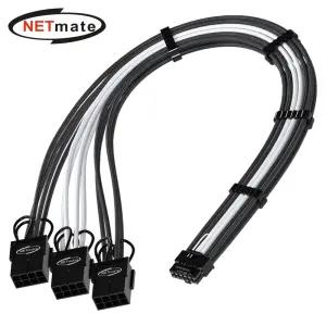강원전자 넷메이트 12VHPWR to PCI-E 8핀x3 변환 슬리빙 케이블 0.3m (블랙/화이트) [EZDIY-FAB] NM-DPR186