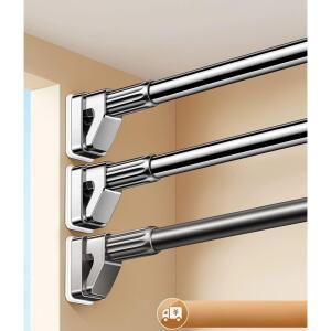 무타공 빨래봉 커튼봉 가능 0m 유리 투명 옷걸이 베란다 회색 33관 접이식