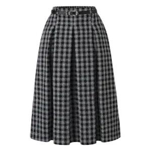 [르샵]벨티드 뒷 밴딩 체크 롱 스커트 (DP4WH006A)