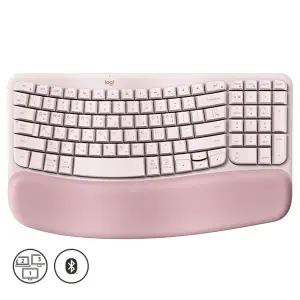 키스킨증정 로지텍코리아정품 WAVE KEYS 인체공학 무선 블루투스 키보드 플런저 로즈핑크