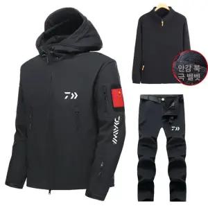 낚시 상하의 세트 자켓 발수 보온 플리스 안감 방풍 후드 아웃도어 방한복 겨울 점퍼