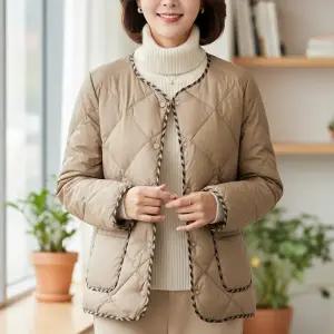 여성 간절기 누빔자켓 가을 겨울 경량패딩 라운드넥 빅사이즈숏점퍼 4사이즈