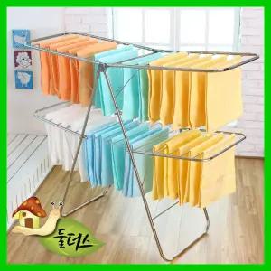올스텐레스 Y형 빨래건조대 2단 베란다 세탁 스테인 이동접이식 올건조대 올스테인