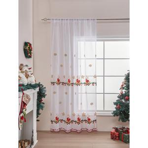 크리스마스 커튼 거실 포인세티아 84 인치 장식 쉬어 세트 무늬 휴일 패널 격자 길이