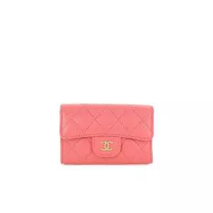 [엘러브] 새상품  클래식 카드지갑 코랄핑크 샴페인골드 캐비어 5ET1867