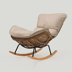 라탄 흔들의자 1인 소파 암체어 의자 안락 스윙체어 발받침 거실 편한