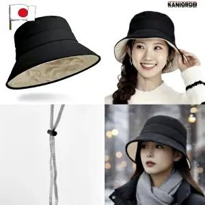 패딩 버킷햇 리버시블 여성 겨울 벙거지 방한 엄마 모자 탈부착스트랩 블랙