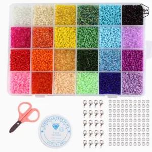 와이어공예 취미용 비즈공예 세트 유리 구슬 반지 팔찌 만들기 24색