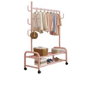 이동식 핑크행거 옷걸이 스탠드 철제 선반 수납 걸이