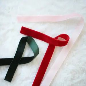 고급 벨벳 리본 1.5cm (1롤) 레드/네이비/카키/핑크 크리스마스 트리장식 오너먼트 얇은 끈 달리베리