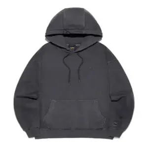 리 lee 다이드 라벨 후드 티셔츠 피그먼트 챠콜