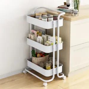 [굿야드] 틈새 이동식 트롤리 수납 경략랙 무빙 철제 카트 3단