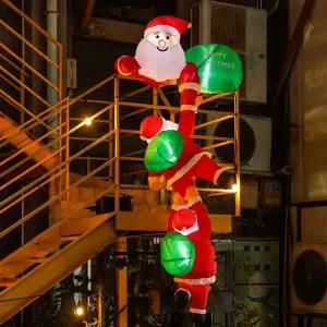 3단 산타 크리스마스 풍선 인형 장식 야외 벌룬 세 명의 벽 타는 할아버지