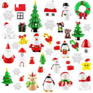 니우레완 50PCS 크리스마스 미니어처 장식품, 작은 인형 트리 눈사람 산타클로스-미니 장식 DIY 공예