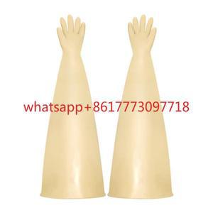 매우 두꺼운 2MM 라텍스 긴 팔 글로브 박스 장갑 배터리 공장 액체 기계 실험실 산 및 알칼리 부식