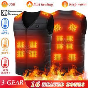 16구역 자체 발열 재킷 히팅 조끼 남성용 여성용 USB 발열 조끼 따뜻한 옷 낚시 캠핑 세탁 가능 겨울용
