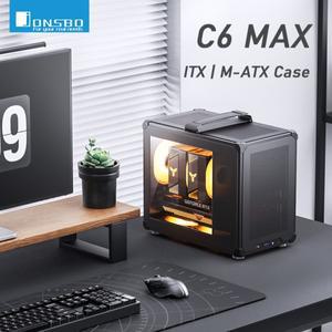 Jonsbo C6 Max 핸들 케이스 ITX M-ATX 측면 투명 섀시 전원 공급 장치 데스크탑 게임 사무실 소형 컴퓨터