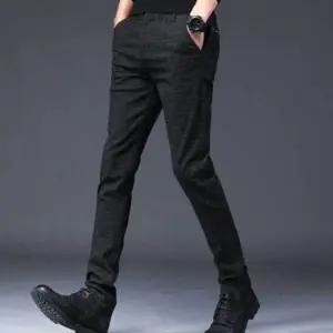 출근 남성 기모 바지 데일리 캐주얼 따뜻한 남자 기모 면 바지 슬림핏 겨울