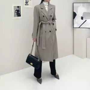 바바리 누빔안감 더블 벨트 세트 울 모직롱코트 3Color