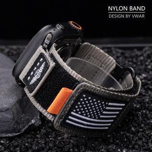 Apple Watch Band Ultra 2 시리즈 용 VWAR 나일론 스트랩 10 9 8 7 6 5 49mm 미국 국기 스포츠 트레일 루프