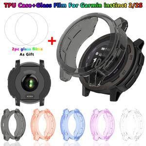 쉘 + Garmin in 1 필름 보호 케이스 커버 화면 2S 2 Instinct 강화 보호기 시계 용 소프트 TPU 유리