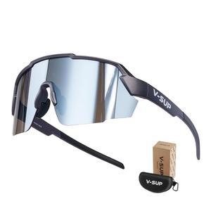 [미국배송] V-SUP TR90 사이클링 선글라스 UV400 보호 러닝 및 야외용 케이스 포함 조절 가능한 초경량 스포츠 안경