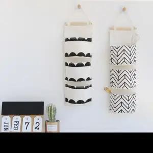 신상 패브릭 3단 벽수납 포켓 홈인테리어 벽걸이 수납공간
